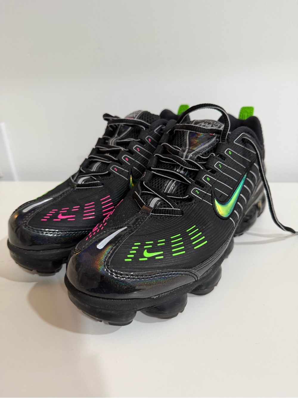 Nike Black Sneakers with Neon Green and Pink Accents